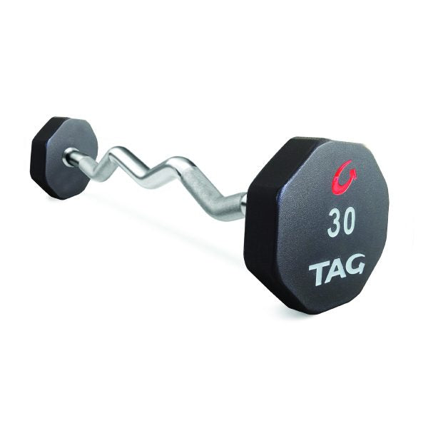 8-Sided Premium Ultrathane Fixed Barbell With Ez Curl Handle