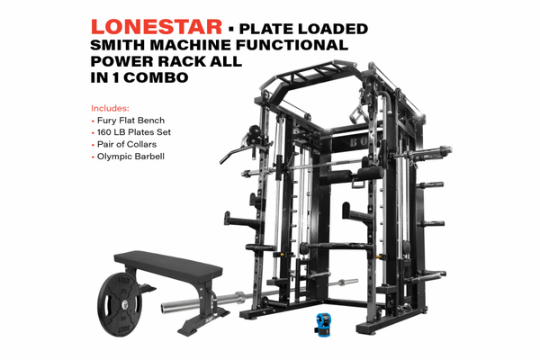 #24 Thunder Series Lonestar Plate Loaded Smith Functional Power Rack All In 1 Combo Home Gym Package